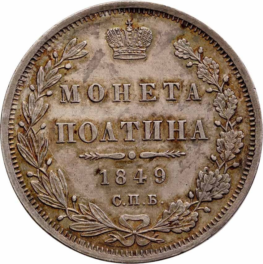 Rosja. Mikołaj I. 1/2 Rubla (połtina) 1849 ПА, Petersburg